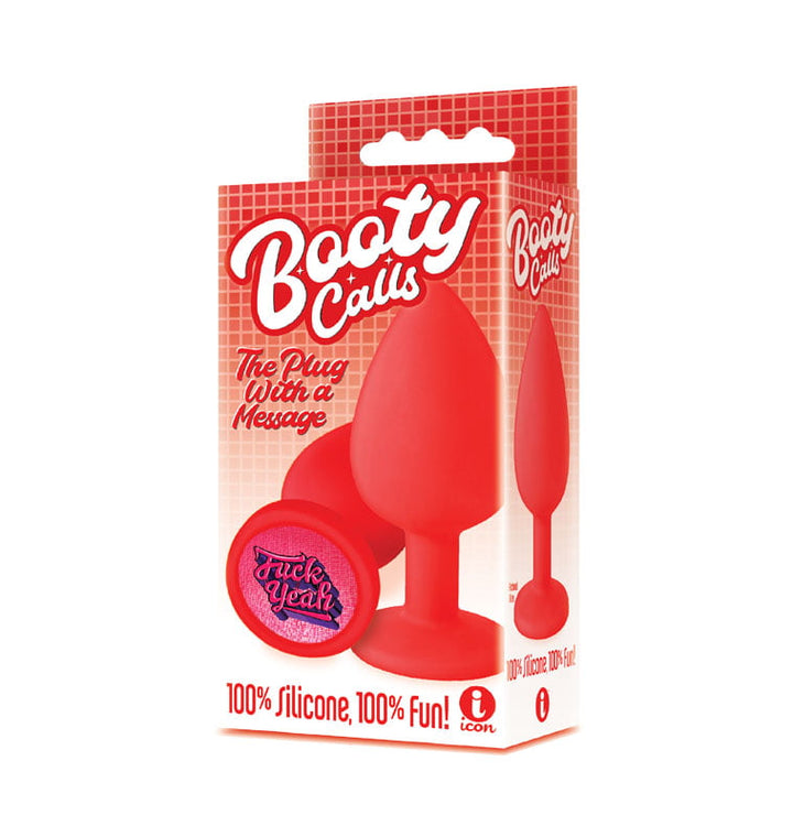 Icon Brands Booty Talk Anal Plug with a Message - Fuck Yeah - Red