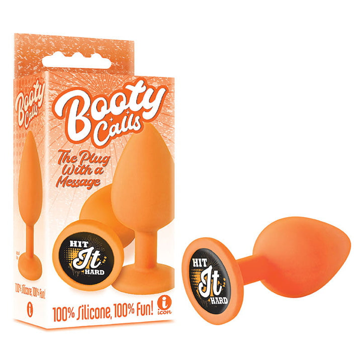 Icon Brands Booty Talk Anal Plug with a Message - Hit It Hard - Orange