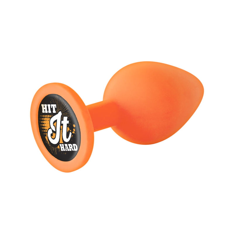 Icon Brands Booty Talk Anal Plug with a Message - Hit It Hard - Orange