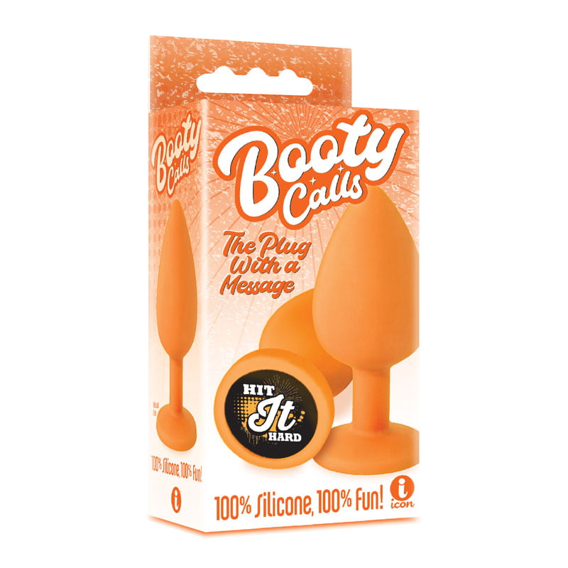 Icon Brands Booty Talk Anal Plug with a Message - Hit It Hard - Orange