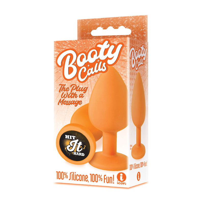 Icon Brands Booty Talk Anal Plug with a Message - Hit It Hard - Orange