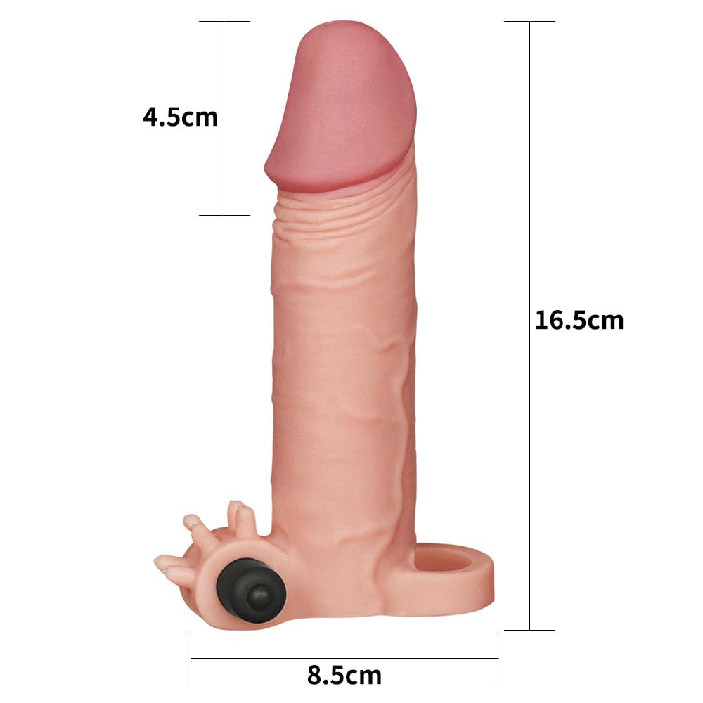 Lovetoy Products +2" Vibrating Pleasure X-Tender Extension Penis Sleeve with Ball Strap - Light