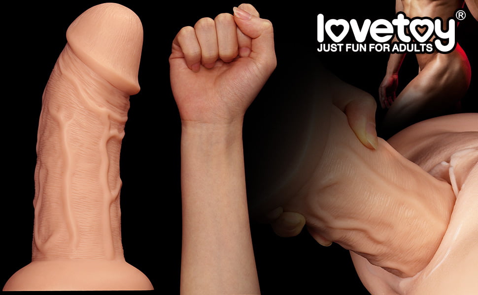 Lovetoy 8.5''Curved Realistic Dildo Suction Cup- Flesh