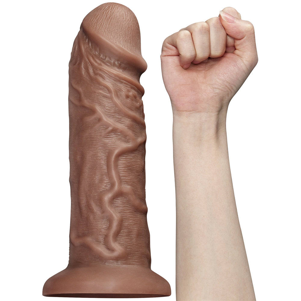 Lovetoy 10.5'' Realistic Chubby Dildo Suction Cup - Brown