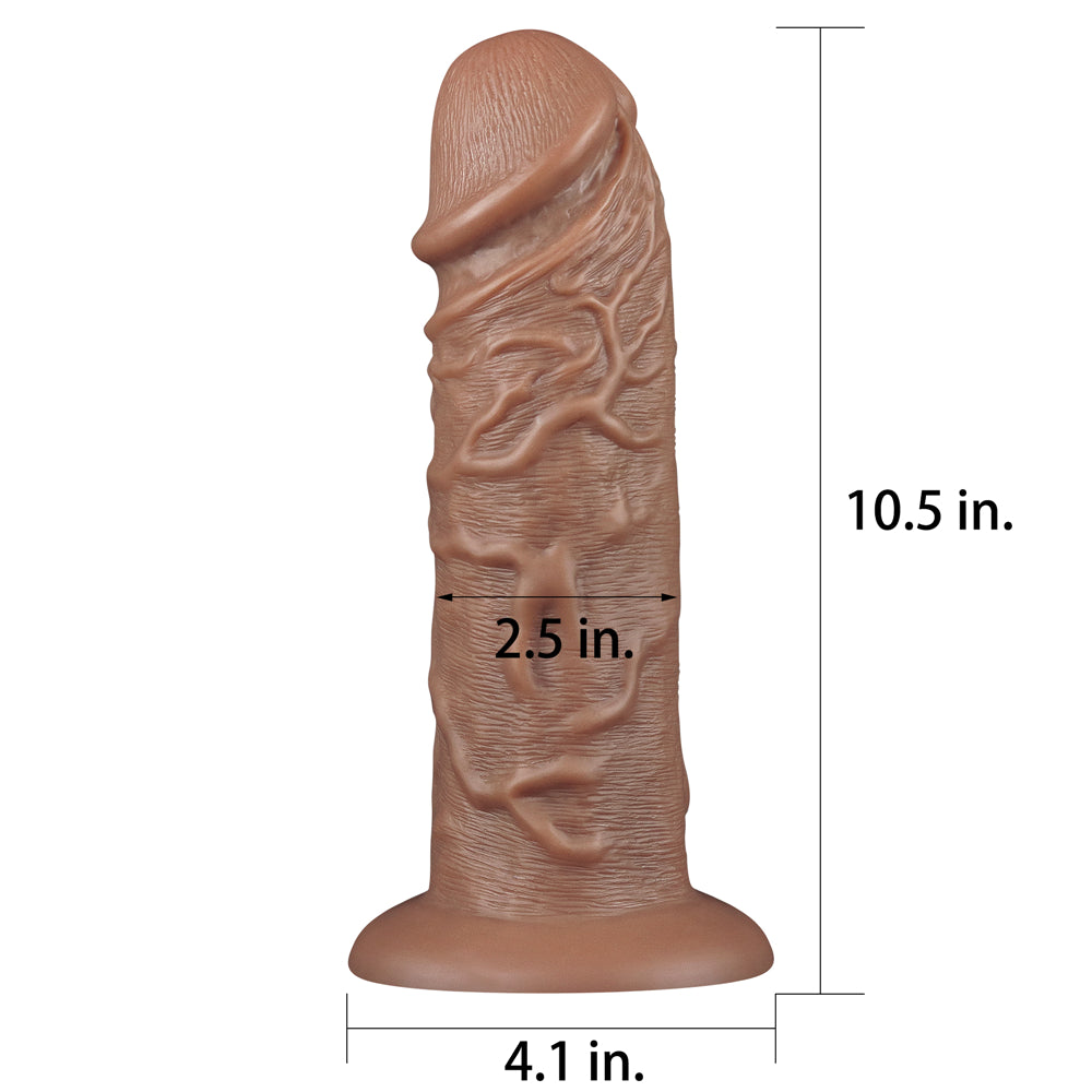 Lovetoy 10.5'' Realistic Chubby Dildo Suction Cup - Brown