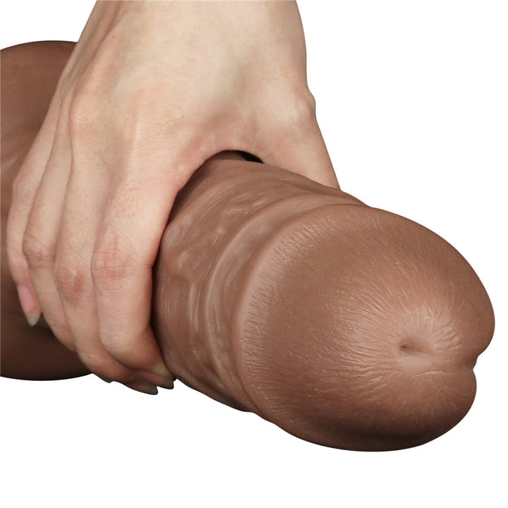 Lovetoy 10.5 Chubby Vibrating Realistic Dildo Suctio Cup - Brown