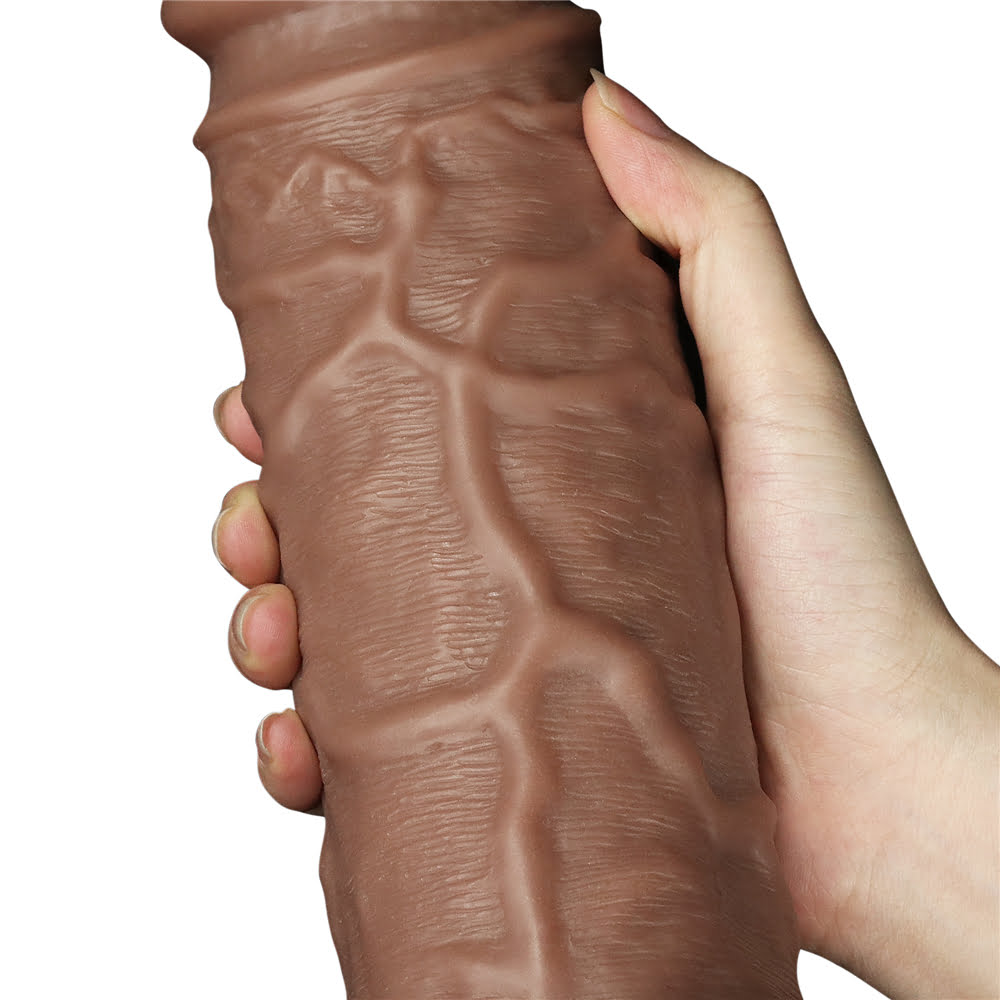 Lovetoy 10.5 Chubby Vibrating Realistic Dildo Suctio Cup - Brown