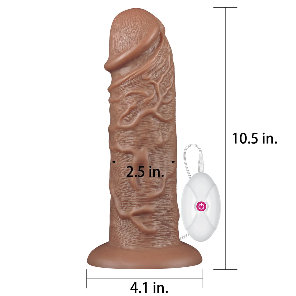 Lovetoy 10.5 Chubby Vibrating Realistic Dildo Suctio Cup - Brown