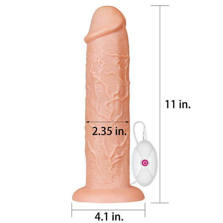 King Sized 11''Vibrating Realistic Long Dildo Suction Cup