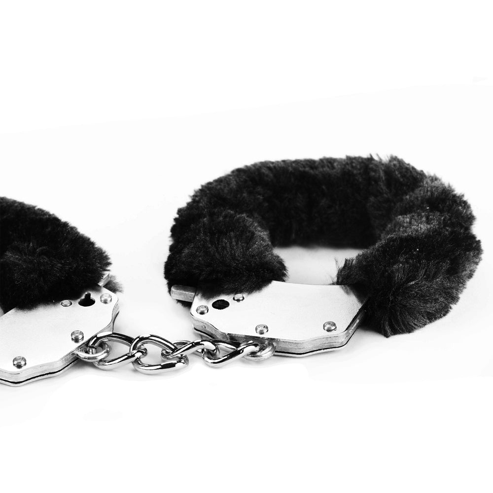 Lovetoy Fetish Pleasure Fluffy Hand Cuffs - Black