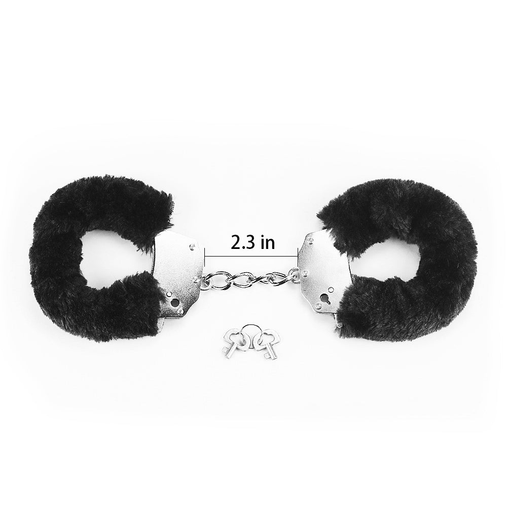 Lovetoy Fetish Pleasure Fluffy Hand Cuffs - Black