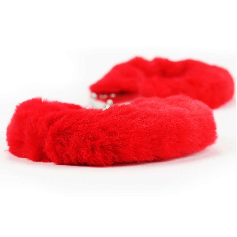 Lovetoy Fetish Pleasure Fluffy Hand Cuffs - Red