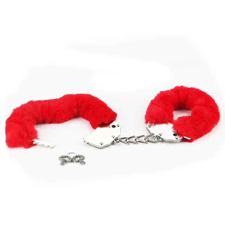 Lovetoy Fetish Pleasure Fluffy Hand Cuffs - Red