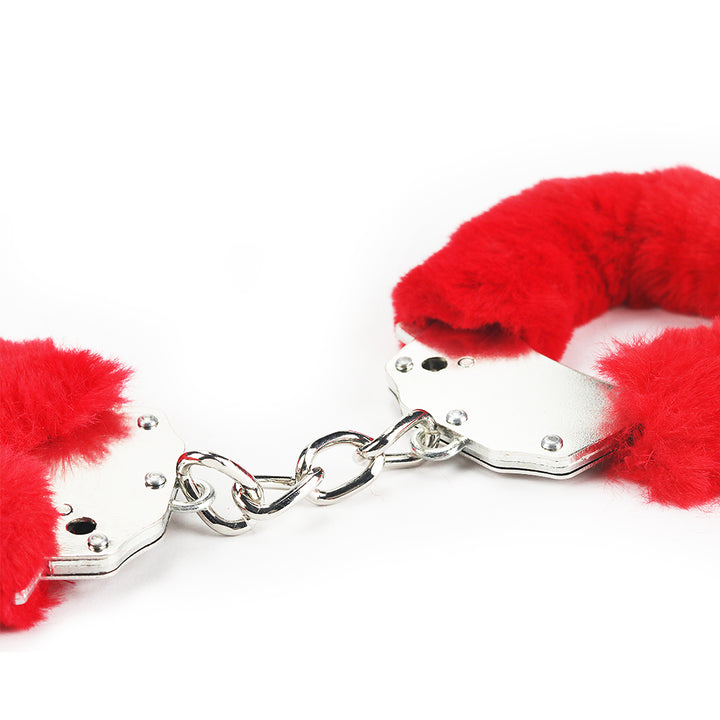 Lovetoy Fetish Pleasure Fluffy Hand Cuffs - Red