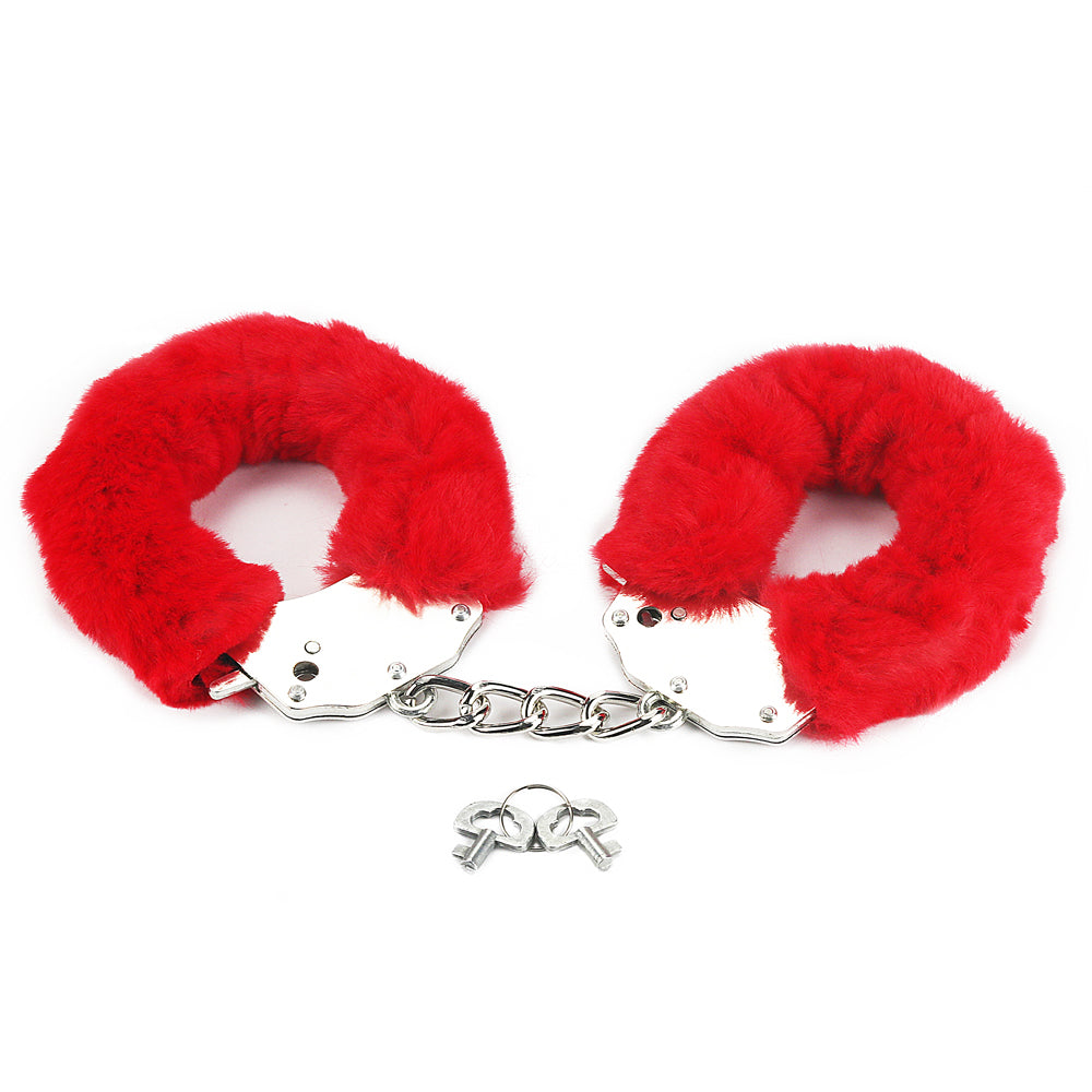 Lovetoy Fetish Pleasure Fluffy Hand Cuffs - Red