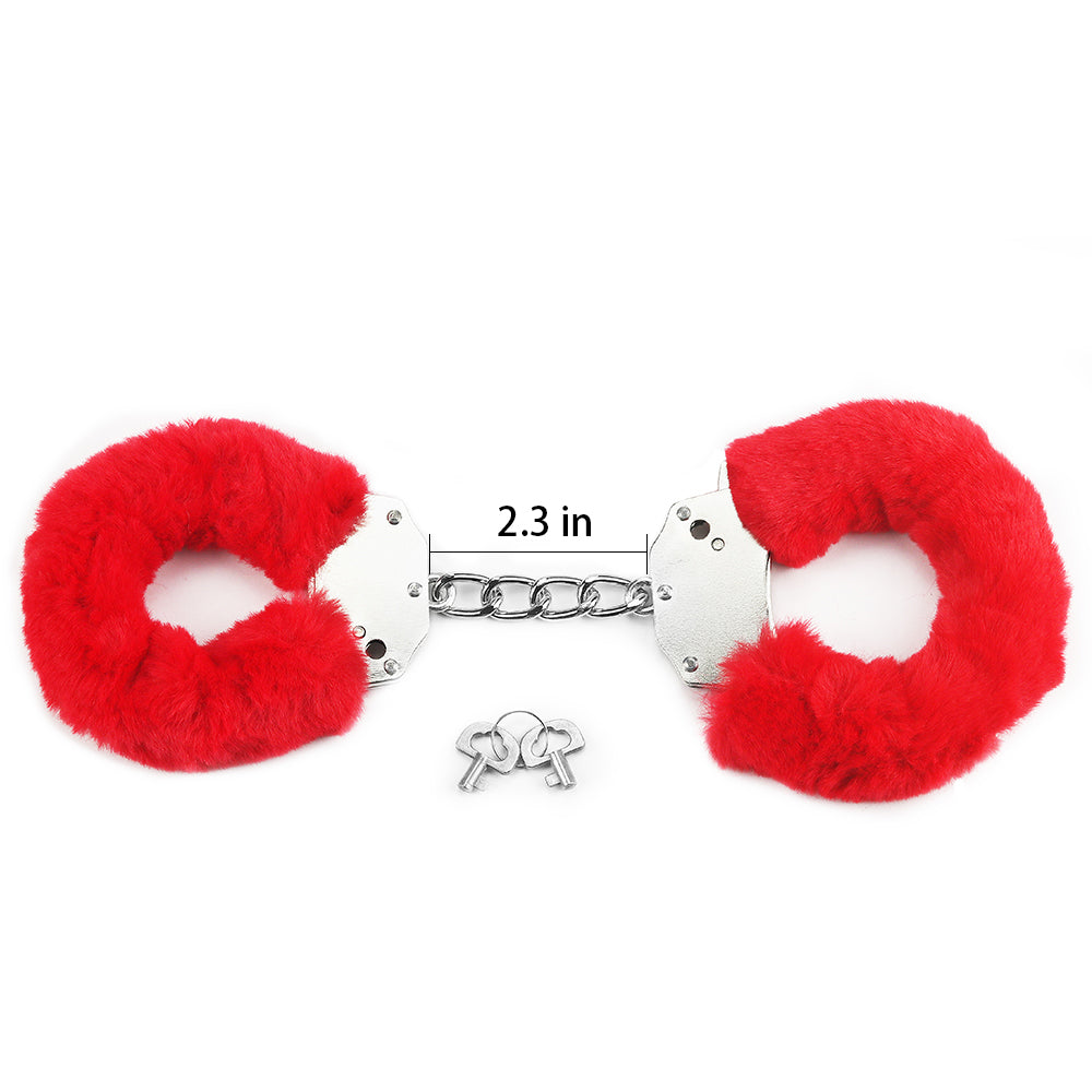 Lovetoy Fetish Pleasure Fluffy Hand Cuffs - Red