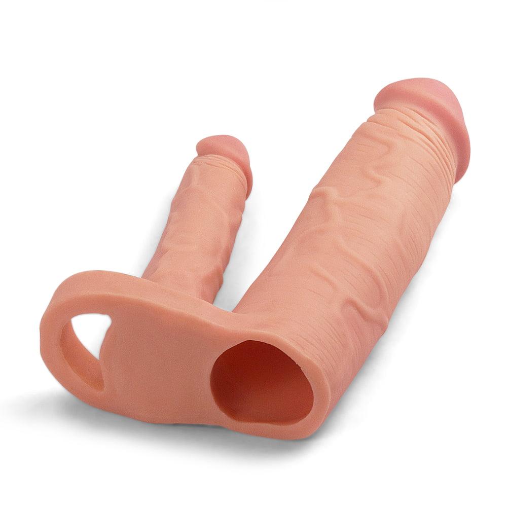 Pleasure X-Tender 2'' Double Penetration Extender Penis Sleeve - Light