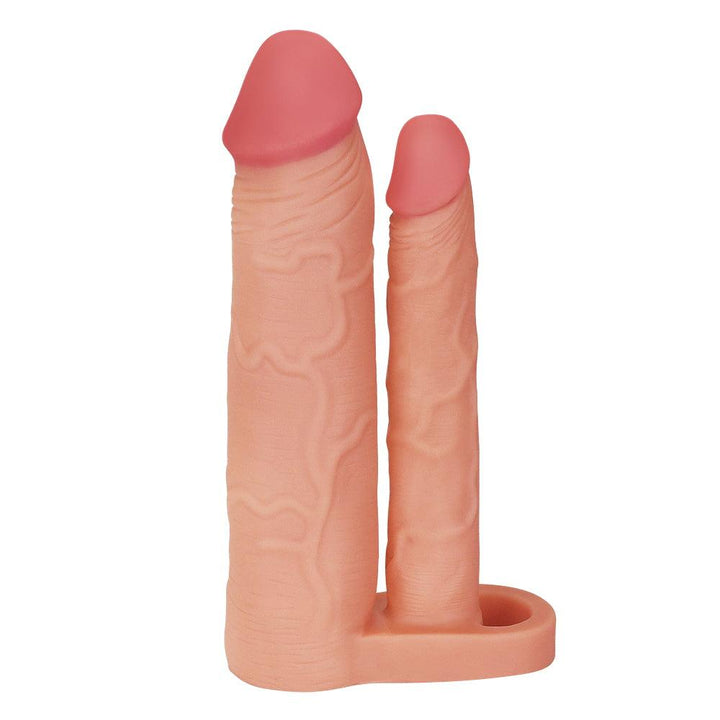 Pleasure X-Tender 2'' Double Penetration Extender Penis Sleeve - Light