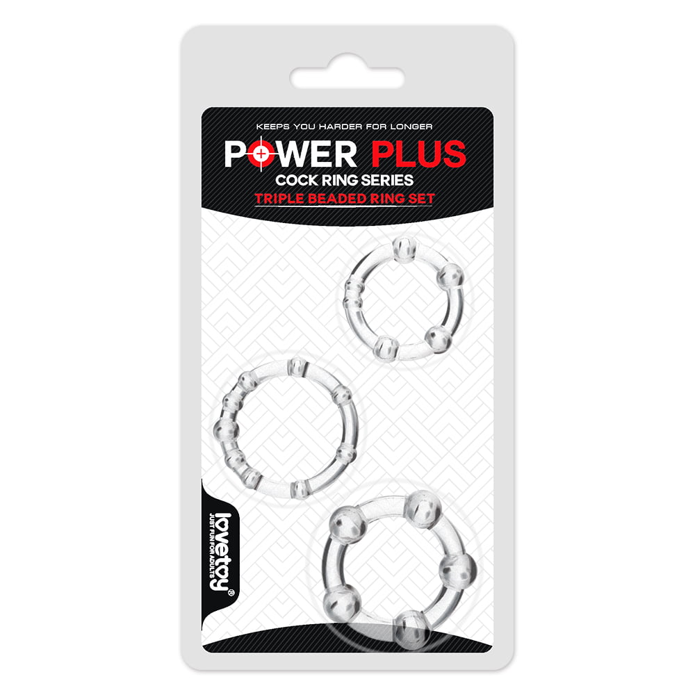 Lovetoy Power Plus Triple Beaded Cock Ring Set 3pk