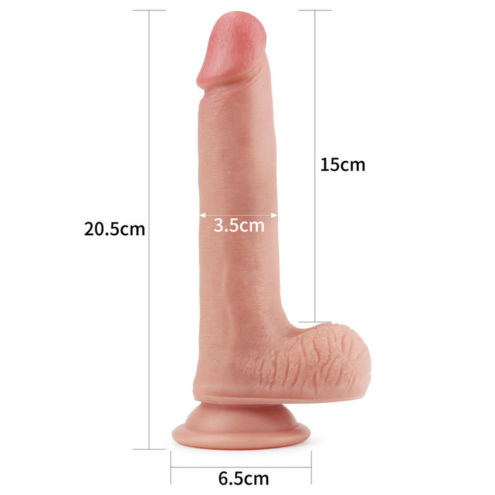 Lovetoy Nature Cock Dual Layered Silicone 8" Dildo - Flesh