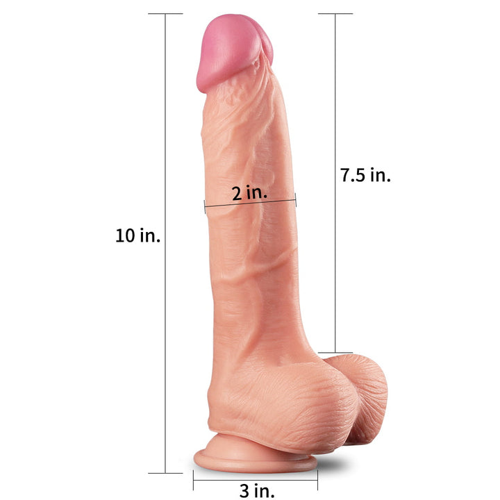 Lovetoy Nature Cock King Sized Dual Layered Silicone 10" Realistic Dildo