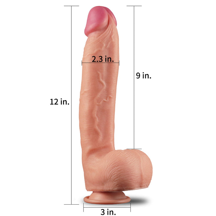 Lovetoy Nature Cock 12"King Sized Dual Layered Silicone Dildo