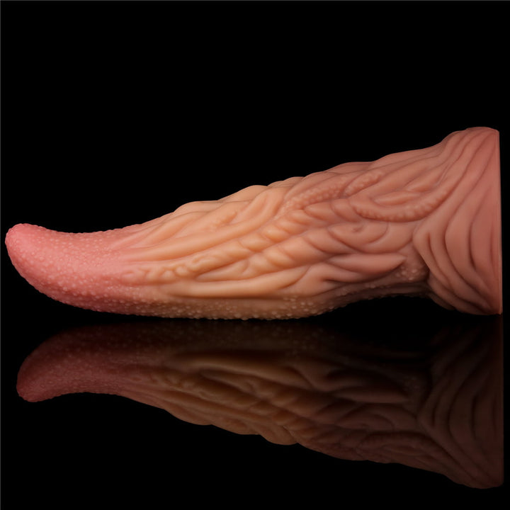 Lovetoy Dual Layered Silicone 10"Realistic Tongue Dildo Suction Cup- Dual Tone