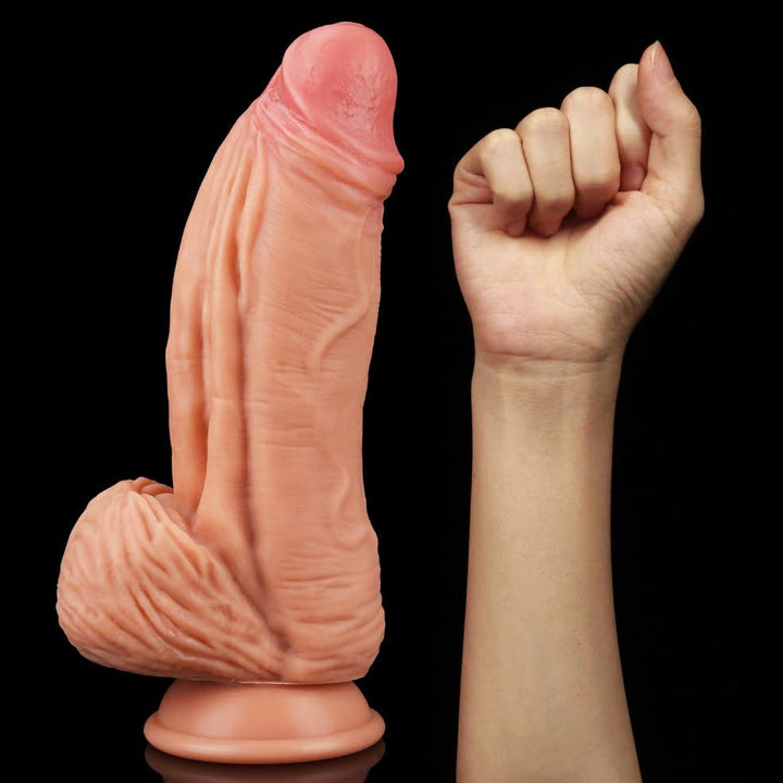 Lovetoy Dual Layered Silicone 10" Thick Realistic Dildo Suction Cup
