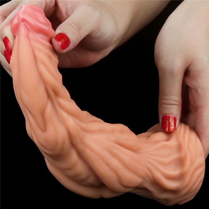 Lovetoy 9.5" Nature Cock Dual Layered Silicone Dildo - Flesh