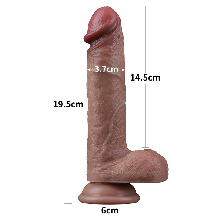 Lovetoy Nature Cock Dual Layered Silicone 7.5" Dildo - Brown