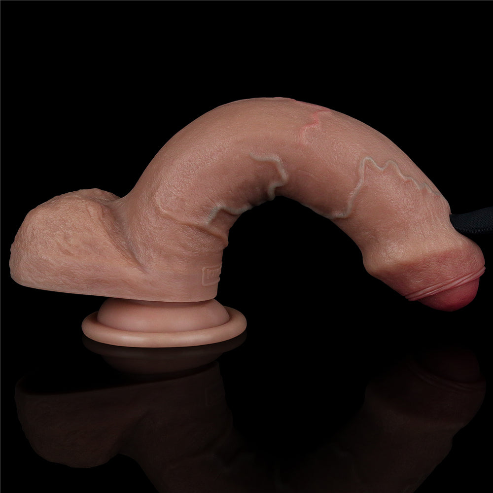 Lovetoy Nature Cock Uncut Dual Layered Silicone 8"Dildo - Brown