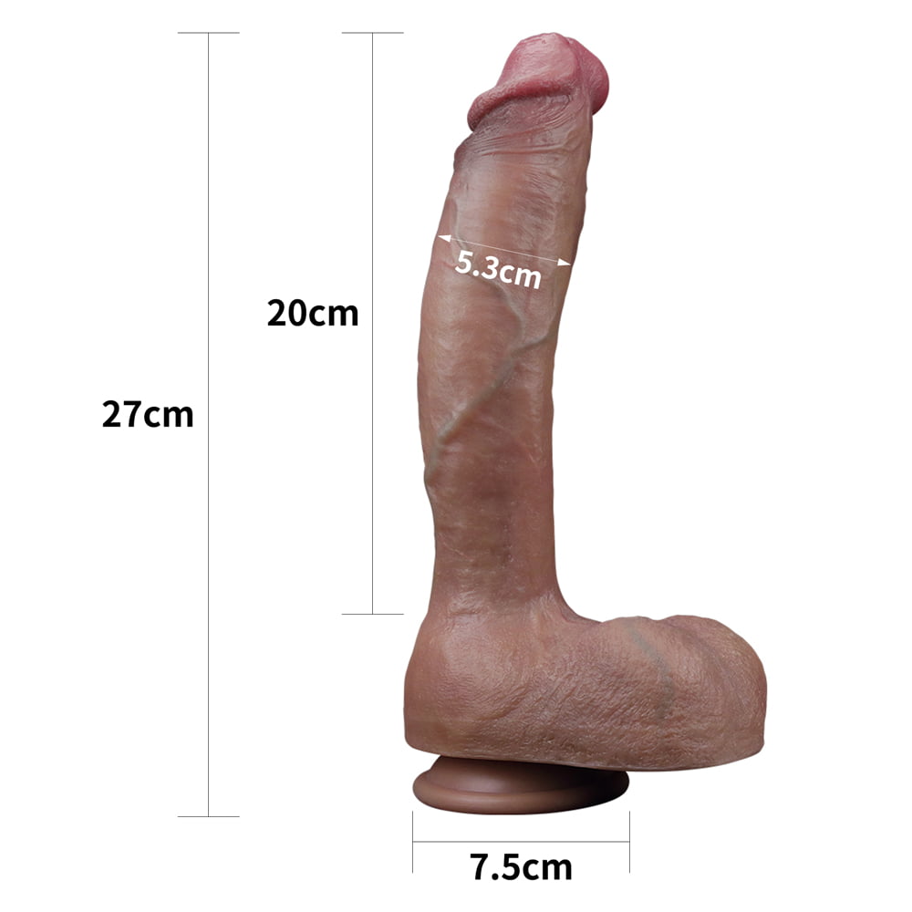 Lovetoy Dual Layered Silicone 10.5" Realistic Dildo Suction Cup - Brown