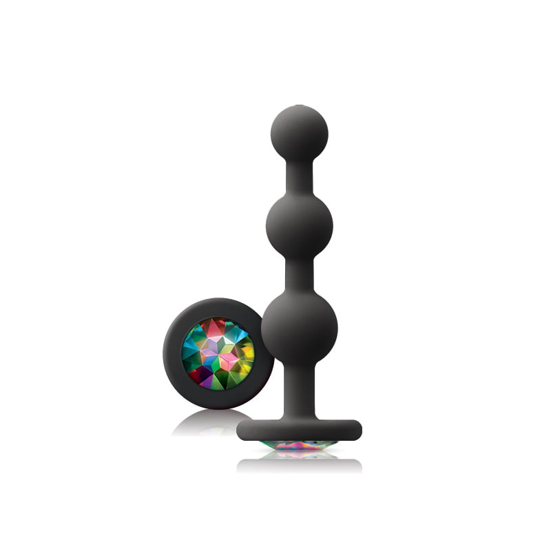 NS Novelties Glams Ripple Rainbow Gem Anal Plug - Black - Anal Beads