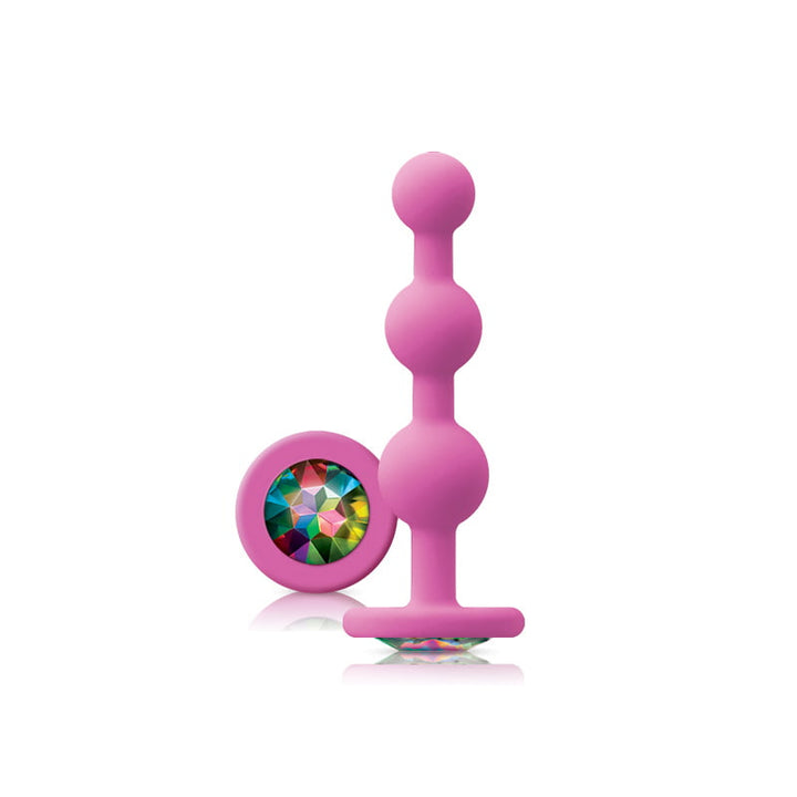 NS Novelties Glams Ripple Rainbow Gem Butt Plug - Pink