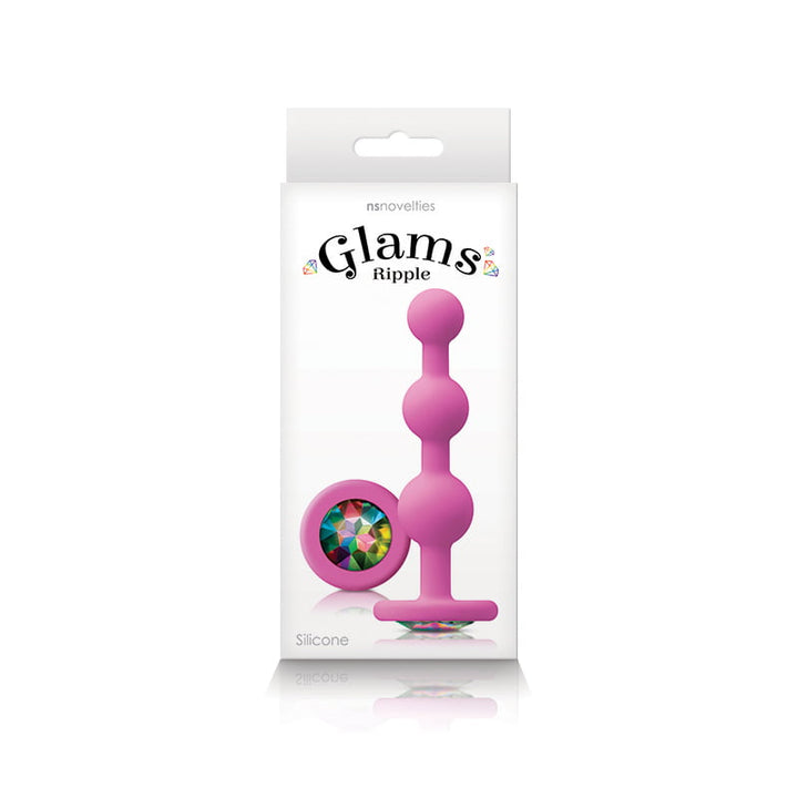 NS Novelties Glams Ripple Rainbow Gem Butt Plug - Pink