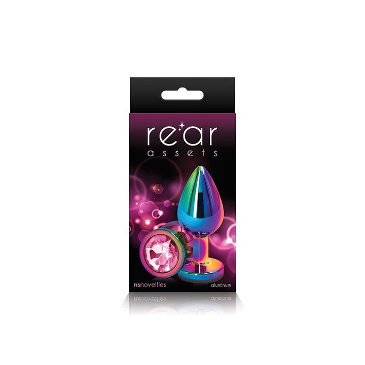 NS Novelties Rear Assets Multicolour Round Jewelled Butt Plug - Small - Pink - - Australia - Sexy Devil