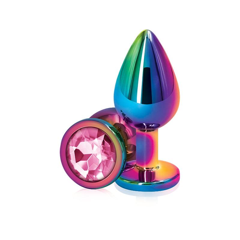 NS Novelties Rear Assets Multicolour Round Jewelled Butt Plug - Small - Pink - - Australia - Sexy Devil
