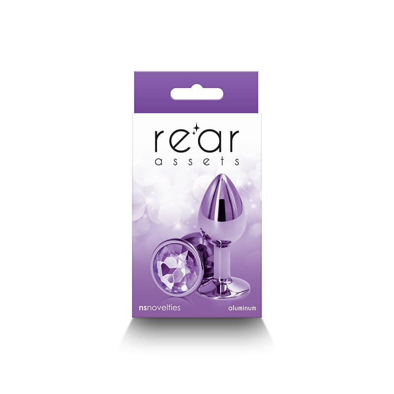 NS Novelties Rear Assets Round Jewelled Butt Plug - Small - Purple