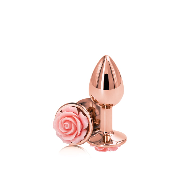 NS Novelties Rear Assets Rose Gold Rose Butt Plug - Small - Pink