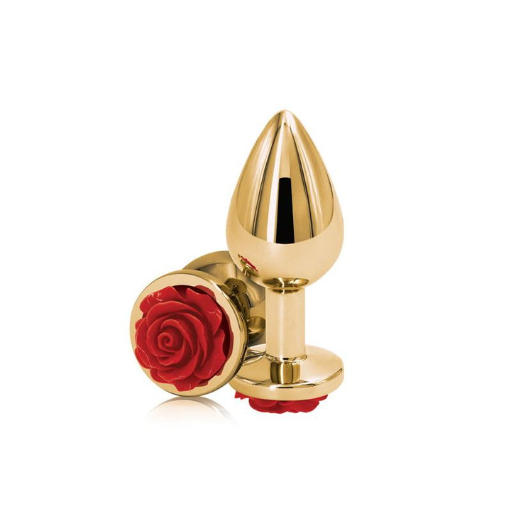 NS Novelties Rear Assets Gold Rose Butt Plug - Medium - Red