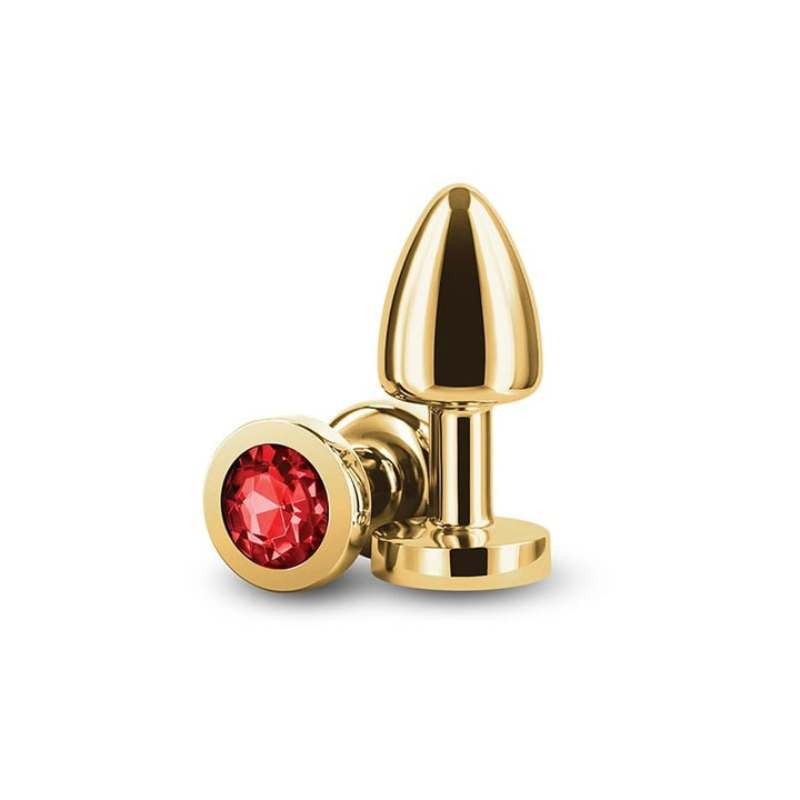 NS Novelties Rear Assets Round Jewelled Butt Plug - Petite - Gold & Red