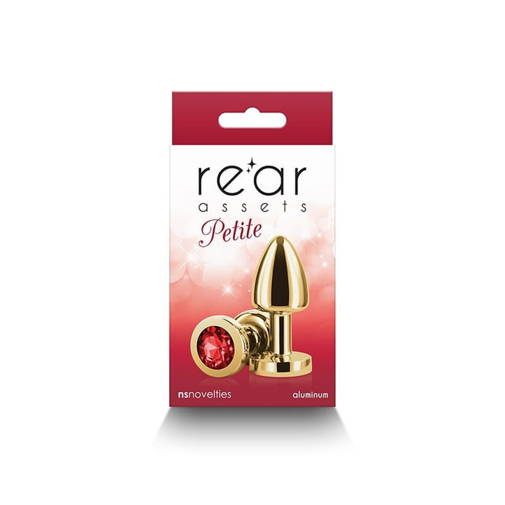 NS Novelties Rear Assets Round Jewelled Butt Plug - Petite - Gold & Red