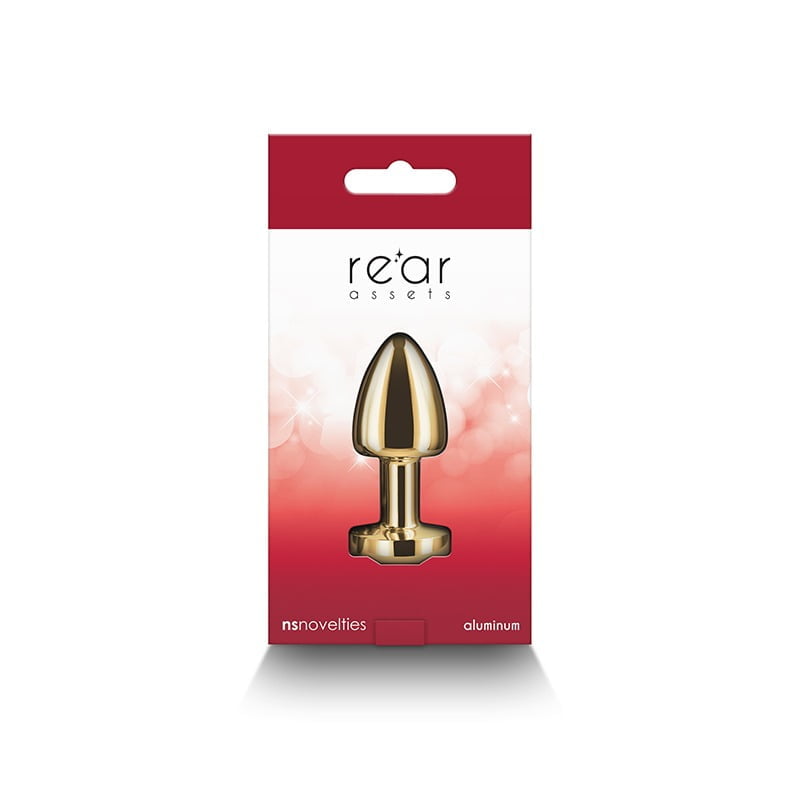 NS Novelties Rear Assets Round Jewelled Butt Plug - Petite - Gold & Red