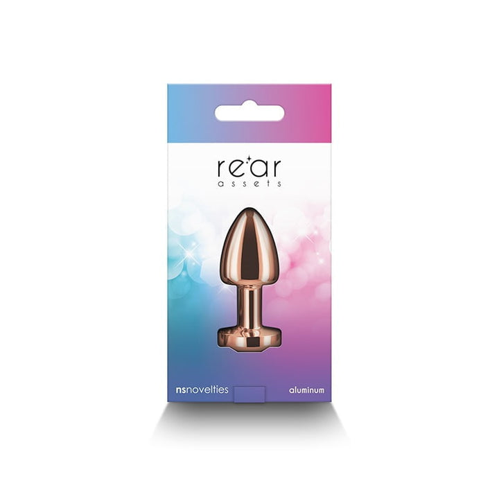 NS Novelties Rear Assets Round Jewelled Butt Plug - Petite - Gold & Rainbow