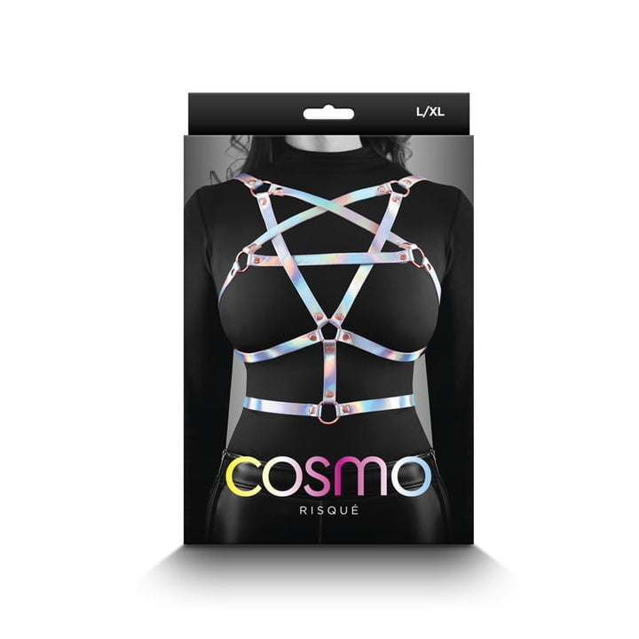 NS Novelties Cosmo Risqué Chest Harness - L/XL - Holographic