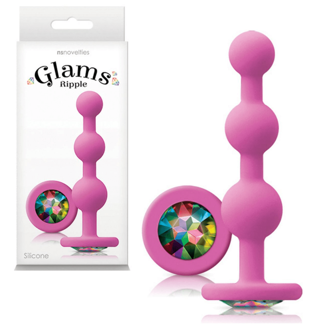 NS Novelties Glams Ripple Rainbow Gem Butt Plug - Pink