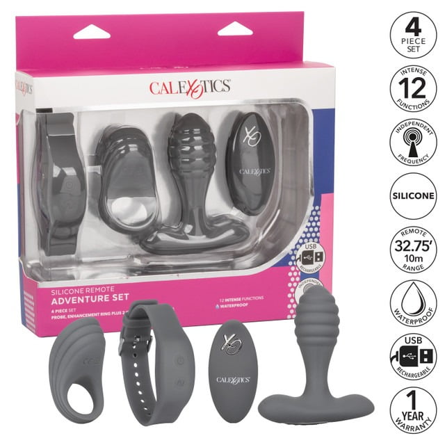 CalExotics Rechargeable Silicone Remote Adventure Set - Grey