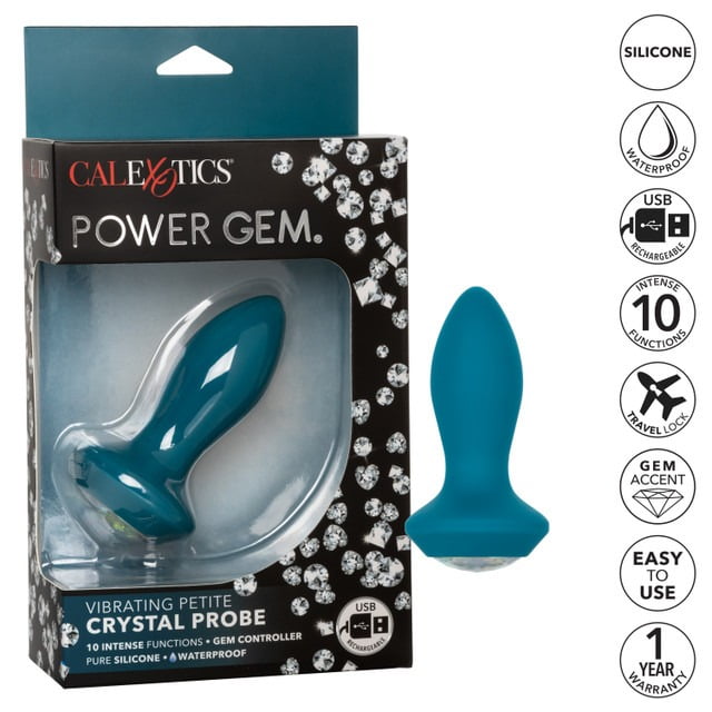 CalExotics Power Gem Vibrating Crystal Anal Probe Petite - Blue