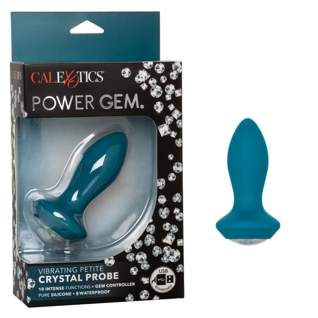 CalExotics Power Gem Vibrating Crystal Anal Probe Petite - Blue