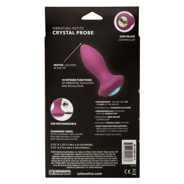 CalExotics Power Gem Vibrating Crystal Anal Probe Petite - Purple